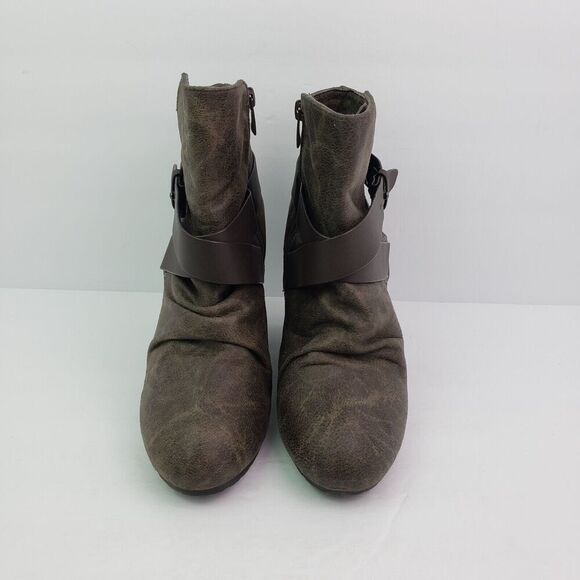 Aldo Womens Size 9 Gray Leather Fashion Hidden Wedge Zip Up Ankle Booties Shoes - Picture 6 of 12